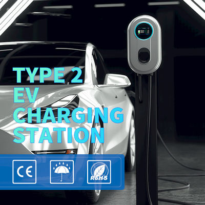 32A EV Charger Wallbox 3Phase 22.08KW Stasiun Pengisian Mobil Listrik Kabel Type2 5m Dengan Layar LCD