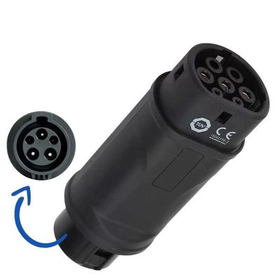 Konektor Pengisian Kendaraan Listrik SAE J1772 Type1 ke Type2EV, AC EV Charger Adapter 22KW