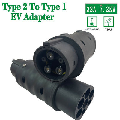 Adaptor Pengisi Daya EV Tipe2 Ke Tipe1 Max 32A IEC 62196 Ke SAE J1772 Konverter Pengisi Daya Mobil AC