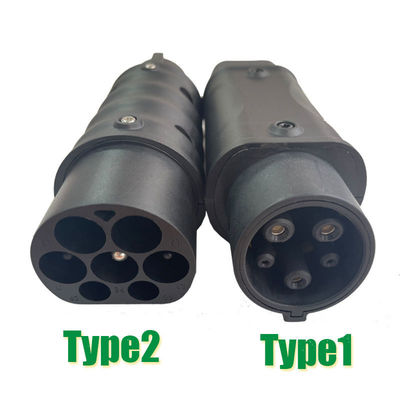 AC 250V Type2 Ke Type1 EV Adapter Untuk Charger Mobil Listrik, Konveter Kabel Pengisian Daya 32A 22KW EV