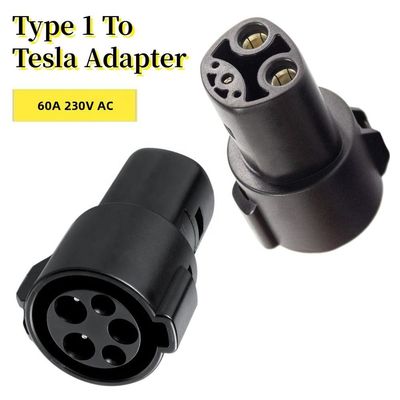 AC Single Phase 60A EV Charging Connectors J1772 Ke Adaptor Tesla Untuk Pengisi Daya Kendaraan Listrik
