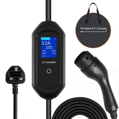 EV 32A Portable Charger SAE J1772 32 Charger Mobil Listrik Cepat Dengan Commando Plug AC