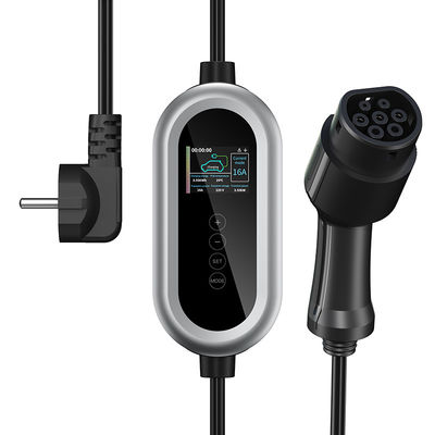 OEM Disesuaikan Portable Type2 AC 230V Stasiun Pengisian Mobil Listrik 16A Portable EV Charger