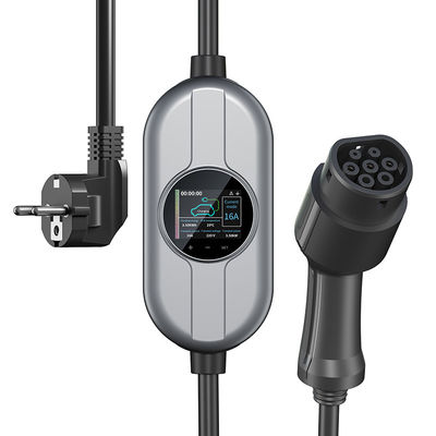 50 / 60Hz Tipe 2 Pengisi Daya EV Portabel Dengan Kotak Kontrol AC 230V Pengisi Daya EV Rumah Dapat Disesuaikan Saat Ini