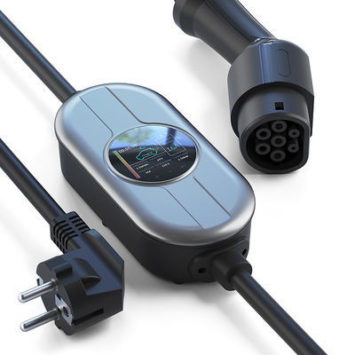 50 / 60Hz Tipe 2 Pengisi Daya EV Portabel Dengan Kotak Kontrol AC 230V Pengisi Daya EV Rumah Dapat Disesuaikan Saat Ini
