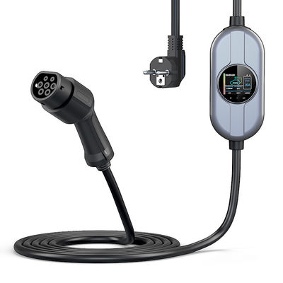 50 / 60Hz Tipe 2 Pengisi Daya EV Portabel Dengan Kotak Kontrol AC 230V Pengisi Daya EV Rumah Dapat Disesuaikan Saat Ini