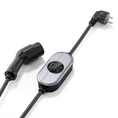 7.36KW Max 32A Adjustable Type 2 Portable EV Charger Untuk Stasiun Pengisian Kendaraan Listrik Dengan Layar LCD