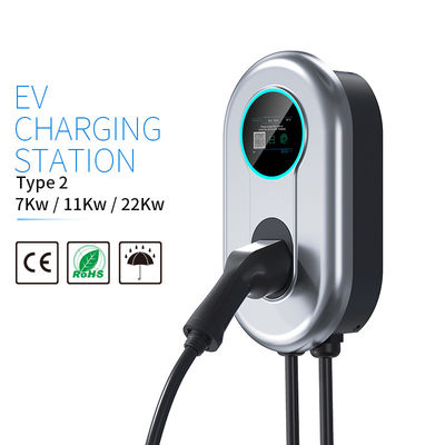 Tipe 2 Wallbox Home EV Charging Pile Untuk Mobil Listrik 32A 7.36KW 1 Phase Dengan LCD